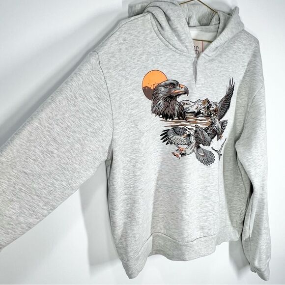 NWT BDG Urban Outfitters Bonfire Washed Hawk Eagle Mountain Graphic Hoodie L - Picture 3 of 11